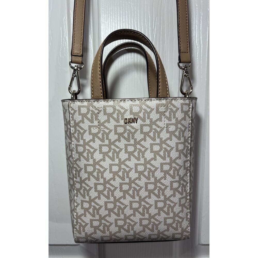DKNY Lexi Mini N/S Tote T Crossbody‎ Bag Cream/Tan $148 New